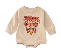 Tinarying Baby Boys' Rompers Infant Boys Girls Long Sleeve Letter Pullover Romper Newborn Sweatshirt Bodysuits for Casual Soft(Khaki, 3-6 Months)