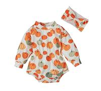Tinarying Baby Boys' Rompers Newborn Infant Halloween Pumpkin Outfits Girls Long Sleeves Sweatshirt Romper Cute Clothes for Toddlers Soft(Red, 3-6 Months)