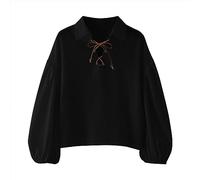 Tinarying Children's T-Shirts Toddler Boys Medieval Shirt Renaissant Lace Up Halloween Scottish Jacobite Costume Classical Tops (Black 12-14 Years)