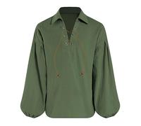 Tinarying Children's T-Shirts Toddler Boys Medieval Shirt Renaissant Lace Up Halloween Scottish Jacobite Costume Classical Tops (Green, 12-14 Years)