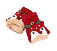 Tinarying Winter Gloves Children's Gloves Winter Warm Flip Half Finger Wool Baby Gloves Men And Girls Five Fingers Knitted Baby Gloves (Red, One Size)