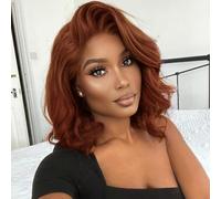 Tinashe Glueless Wigs Human Hair Pre Plucked Pre Cut Reddish Brown Loose Body Wave Short Wig 6×5 Lace Pre-Bleached Knots HD Lace Front Wigs Human Hair for Black Women (#33 Reddish Brown - 12 inch)