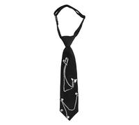 TINAYAUE Adjustable Women Ties for Shirts Suits School Uniform, Pre-Tied Goth Punk Neck Tie with Chain Accessories Girls Graduation Necktie for Party Prom Casual (Black)