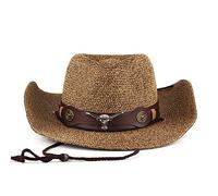 TINAYAUE Bend Brim Western Cowboy Hat for Men Women Cool Summer Outdoor Travel Cap Light Riding Sun Protection Straw Hat Young Jazz Fedora Panama Hat Unisex Music Festival Fancy Dress Costume Brown