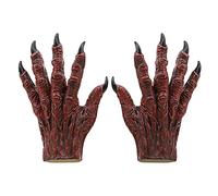 TINAYAUE Bull Demon King Mask Gloves with Black Fingertip Nails and OX Horns Halloween Horror Costume Cosplay Props Fancy Dress Party Supplies for Halloween Christmas Carnival Easter