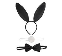 TINAYAUE Bunny Costume Kit Cute Rabbit Headband Bowtie Tail Set for Halloween Role Play Fancy Dress Party Easter Animal Dress Up Accessories for Women Christmas Cosplay Costume Favor