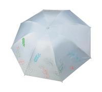 TINAYAUE Compact Travel Umbrella UPF 50+ UV Protection, Lightweight Manual Folding Rain Sun Umbrella with Fresh Floral Print, Women Windproof Small Umbrellas for Purse Backpack (Sky Blue)