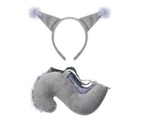 TINAYAUE Cute Animal Costume Accessories Plush Squirrel Lemur Giraffe Cow Mouse Lion Fox Ears Headband and Tail Set Halloween Cosplay Christmas Party Dress Props (Squirrel Suit (Grey))