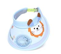 TINAYAUE Cute Kids Sun Visor Fan Hat Adjustable 3 Wind Speed UPF 50+ Large Brim Open Top Sunhat Portable Indoor Outdoor Travel Beach Cap for Boys Girls (UK, Alpha, One Size, Blue Lion)