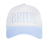 TINAYAUE Embroidered Bride Baseball Cap, Adjustable Women Summer Cotton Trucker Hat for Bride to Be Wedding Headwear Bachelorette Party Beach Sun Visor Hat, Bridal Shower Gift (Blue)