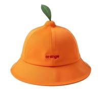 TINAYAUE Funny Orange Hat with Green Leaf Cute Embroidered Bucket Cap Quick Dry Fisherman Hat for Women, Lightweight Breathable Outdoor Summer Sun Visor