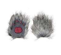 TINAYAUE Furry Paw Gloves Wolf Ears Hat Grey Werewolf Costume for Adult Kids Cute Halloween Animal Cosplay Accessories Plush Warm Hat Fingerless Wolf Claws Gloves (Grey Wolf Paw Gloves, One Size)