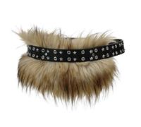 TINAYAUE Furry Punk Belt Adjustable PU Leather Waistband Faux Fur Decorative Belt Gothic Vintage Streetwear Cowgirl Cosplay Rock Party Night Club Hip Hop Waist Accessories for Women Girls