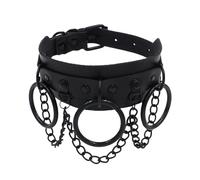 TINAYAUE Gothic Punk Spiked Choker Necklace Halloween Black PU Leather Adjustable，Style 4 Black