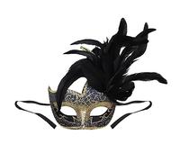 TINAYAUE Halloween Feather Mask Womens Shiny Venetian Mask Masked Ball Half Face Fancy Dress Costume Masks for Halloween Carnival Easter Stage Performance Christmas Party Gift