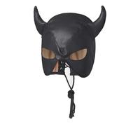 TINAYAUE Horn Hood Mask Unisex Pu Leather Full Cover Mask Adjustable Headgear Adult Game Bed Toys Flirting Tool for Couples Halloween Cosplay Nightclub Lingerie Night Costume Dress Up Accessories