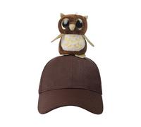TINAYAUE Kids Baseball Cap with Removable 3D Cartoon Animal, Adjustable Sun Visor Cute Plush Bird Hat for Boys Girls Age 3-8, Funny Costume Crazy Hat Outdoor Zoo Party Birthday Gift (Dark Brown Owl)