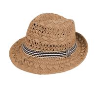 TINAYAUE Kids Fedora Hat Straw Classic Jazz Hat Breathable Summer Roll Brim Beach Cap Panama Trilby Hats Travel Sun Hats for Boys Girls 2-8 Years (UK, Alpha, M, Brown)