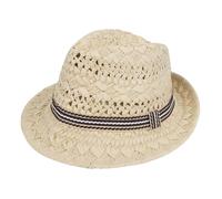 TINAYAUE Kids Fedora Hat Straw Classic Jazz Hat Breathable Summer Roll Brim Beach Cap Panama Trilby Hats Travel Sun Hats for Boys Girls 2-8 Years (UK, Alpha, M, Beige)