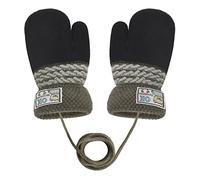 TINAYAUE Kids Gloves - Cute Bear Knitted Mittens on String for 1-3 Years Old Winter - Warm Cashmere Full Finger Thicken Plush Lined Mittens - Thick Thermal Gloves for Boys & Girls