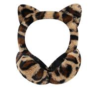 TINAYAUE Leopard Ear Muffs for Women Girls Faux Fur Cat Ears Earmuffs Cute Student Earmuffs Foldable Warm Fuzzy Plush Ear Warmers for Winter Outdoor Sports Cycling Skiing Kids Birthday Xmas Gift