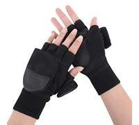 TINAYAUE Men’s Polar Fleece Gloves Anti-slip Palm Fingerless Gloves with Convertible Flip Top Cover for Men and Women Winter Thermal Cycling Running Fishing Outdoor Training Photography