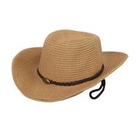 TINAYAUE Men's Cowboy Hat Womens Cowgirl Hat Foldable Western Hats Wide Brim Straw Sun Hats Breathable Summer Outdoor Beach Hat (UK, Alpha, One Size, Brown)