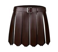 TINAYAUE Men's Medieval Spartan Warrior Skirt, Adjustable PU Leather Roman Gladiator Costume Viking Knight Armor Soldier Battle Skirt for Halloween Cosplay (Brown, One Size)
