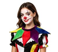 TINAYAUE Multicolor Jester Hat with Bells, Velvet Clown Hat and Collar Medieval Renaissance Costume Headwear for Halloween Cosplay Circus Theme Party Mardi Gras Carnival