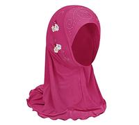 TINAYAUE Muslim Headscarf Hijab Islamic Full Cover Turban Head One-Piece Floral Arab Scarf Amira Hijab Head Wear Long Scarf for Children Girl 2-6 Years Old
