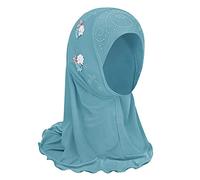 TINAYAUE Muslim Headscarf Hijab Islamic Full Cover Turban Head One-Piece Floral Arab Scarf Amira Hijab Head Wear Long Scarf for Children Girl 2-6 Years Old