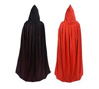 TINAYAUE Reversible Hooded Cloak Unisex Capes Black and Red Long Robe Devil Vampire Death Grim Reaper Witch Wizard Fairytale Cosplay Cloaks Fancy Dress Ball Halloween Party Costume for Adults Teens