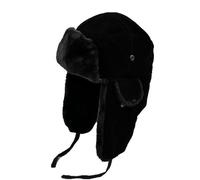 TINAYAUE Russian Ushanka Unisex Winter Trapper Hat with Ear Flaps - Warm Plush Black Snow Hat for Men, Women, Hunters & Outdoor Activities
