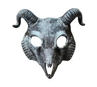 TINAYAUE Unisex Goat Skull Mask Scary Halloween Masks PU Devil Mask for Women Men Lifelike Sheep Horns Carnival Animal Theme Party Cosplay Props Performance Costume Accessories