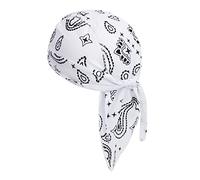 TINAYAUE Unisex Running Cap Beanie Hat Breathable Mesh Biker Cycling Cap Sport Sweat Wicking Pirate Hat Cool Motorcycle Skull Cap Quick Dry Under Helmet Headscarf Riding Headband for Men Women White