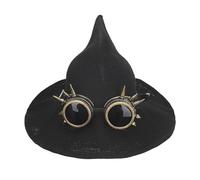 TINAYAUE Unisex Steampunk Hats with Goggles Black Goth Witch Hat for Women Men Halloween Costume Headpiece Wide Brim Pointed Hat Men Punk Theme Party Headwear Wizard Witches Hat Cosplay Accessories