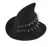 TINAYAUE Unisex Steampunk Hats with Rivets Black Goth Witch Hat for Women Men Halloween Costume Headpiece Wide Brim Pointed Hat Punk Theme Party Headwear Wizard Witches Hat Cosplay Accessories