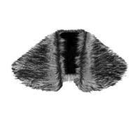 TINAYAUE Viking Faux Fur Cape Shawl Medieval Warrior King Fur Collar Shoulder Wrap for Men Women Cosplay Renaissance Witch Werewolf Costume Halloween Accessory (Black+White)