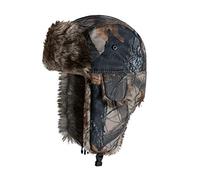 TINAYAUE Winter Trapper Hunting Hat with Ear Flaps Fallen Leaf Camo Cap Faux Fur Ushanka Russian Warm Hat Unisex Windproof Hunter's Hat Cold Weather Winter Hats for Hunting, Skiing, Hiking