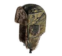 TINAYAUE Winter Trapper Hunting Hat with Ear Flaps Fallen Leaf Camo Cap Faux Fur Ushanka Russian Warm Hat Unisex Windproof Hunter's Hat Cold Weather Winter Hats for Hunting, Skiing, Hiking