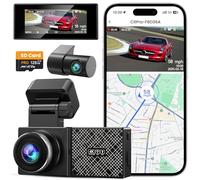 TINAZEOK Dash Cam Front and Rear 4K+2.5K, 5GHz WiFi GPS, 128GB Card Included, App Control, 3.16" IPS Screen, 24H Parking Mode, Night Vision, 170° Wide Angle, G-Sensor, WDR, Dashcam for Cars(C6 Pro)