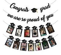 Tinbax Graduation Decorations Class of 2025 Party Supplies - Congrats Grad, We are So Proud of You Banner and K-12th Grade Graduation Photo Banner (Pre-Strung)
