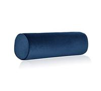 Tinbolunce Memory Foam Roll Pillow for Knee/Leg/Neck - Full Moon Bolster/Round Cylinder Pillow for Sleeping on Side or Back - Removable Cooling Cover Length 18" x 6" Diameter (Navy Blue)