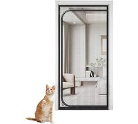 TINBOSE Cat Screen Door 95x220cm, Pet Resistant Screen Door, Reinforced Pet Safe Zipper Screen Door Stop For Cats And Dogs, Leaves For Living Room(110x220cm)