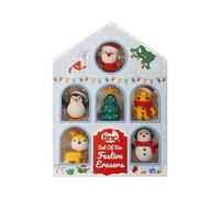 Tinc Festive Erasers | Set of 6 | Christmas House Display Box | Perfect for School, Gifting or as a Stocking Filler