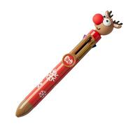 Tinc Festive Multicolour Retractable Ballpoint Pen 6-in-1 Colour Ballpoint Pens for School Office Home | Reindeer Character (MLTCKREIN)