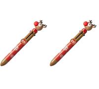 Tinc Festive Multicolour Retractable Ballpoint Pen 6-in-1 Colour Ballpoint Pens for School Office Home | Reindeer Character (MLTCKREIN) (Pack of 2)
