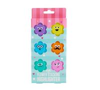 Tinc Flower Shaped Stacking Highlighters | Stackable and Fun Design | Great for School and Homework | Six Bright Colours (S6FLOWHL)