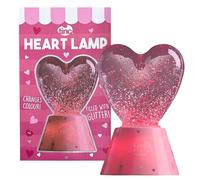 Tinc Heart Glitter Lamp | Colour Changing | Novelty Desk Lamp | Sparkly Glitter Light, Pink Base