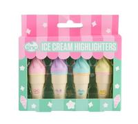 Tinc Icecream Shaped Coloured Highlighter Pens | For use at School & Homework | Four Pastel Colours - Yellow, Purple, Blue and Pink